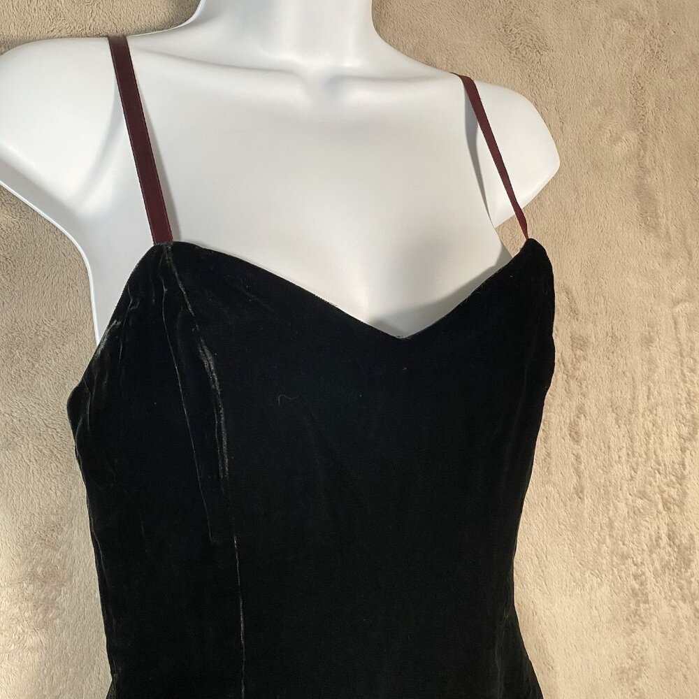 Vintage 90s Nicole Miller Black Velvet Dress 6 Sleeveless Mini Slip Grunge Indie - Picture 3 of 16
